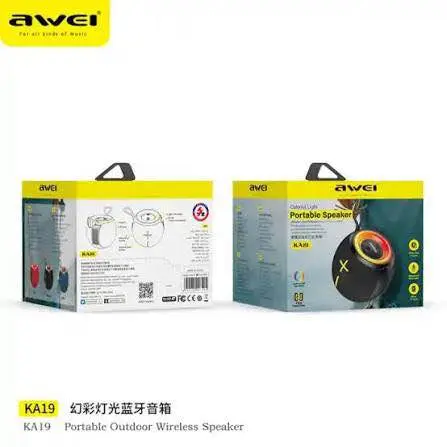 Picture of Awei KA19 Portable Bluetooth Speaker 12w Extra high power Phantom lighting TWS interconnected surround sound effect speakers for home outdoors -Black
