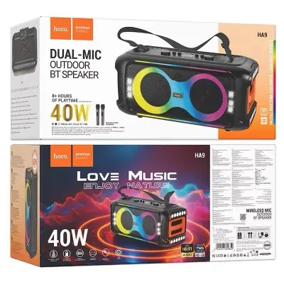Picture of Hoco HA9 Kayman Dual-Mic Outdoor Wireless Speaker -Black