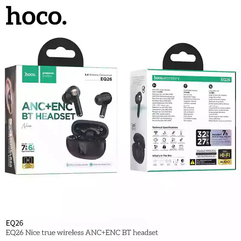 Picture of Hoco EQ26 Nice true wireless ANC+ENC BT headset Earbuds -Black