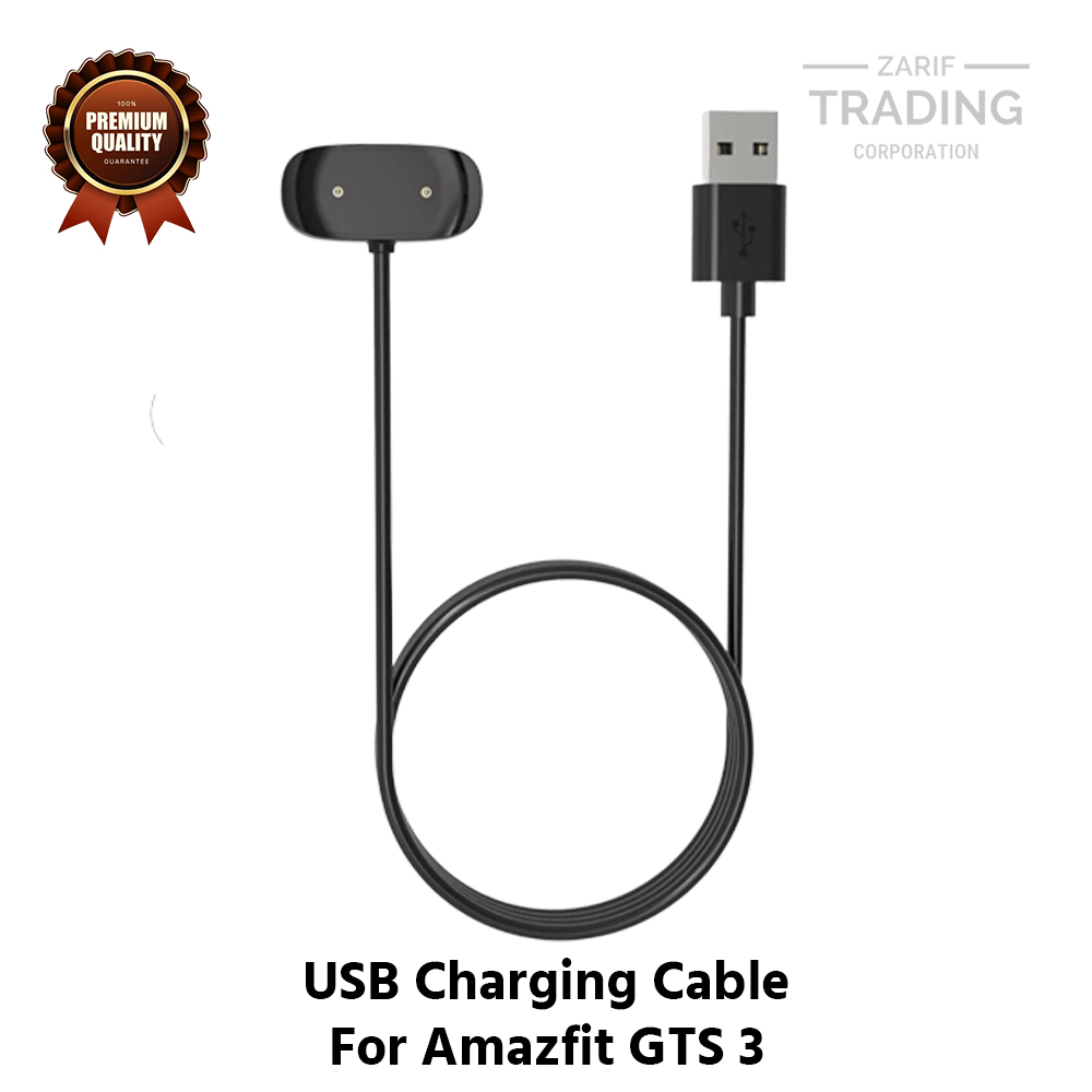 Picture of Amazfit GTS 3 Magnetic Charging Cable High Quality USB Charger Cable USB Charging Cable Dock Bracelet Charger Amazfit GTS 3 Smart Watch (Black)