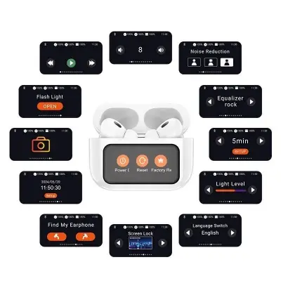 Picture of HOCO EW72 Lite Wireless Touch Screen Bluetooth Headset LED Power Display In Ear Sport Game Headphones with Charging -White