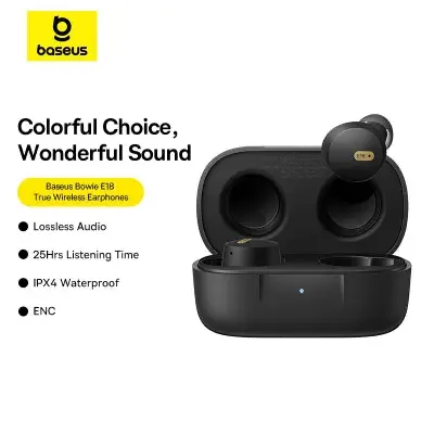 Picture of TWS E18 TWS Crystal Clear Sound With Super BASS 25Hr Music Time Black -Black