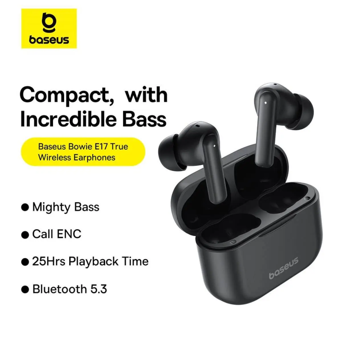 Picture of TWS Bowie E17 Earphones With Dual Mic ENC & Punchy Bass -Black