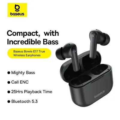 Picture of TWS Bowie E17 Earphones With Dual Mic ENC & Punchy Bass -Black