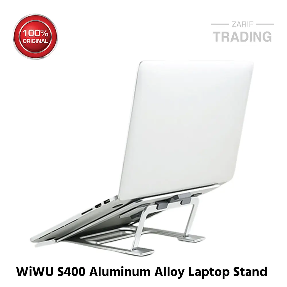 Picture of WiWU S400 Aluminum Alloy Stable Laptop Stand Foldable Laptop Stand Metal Adjustable Laptop Stand Holder (Silver)