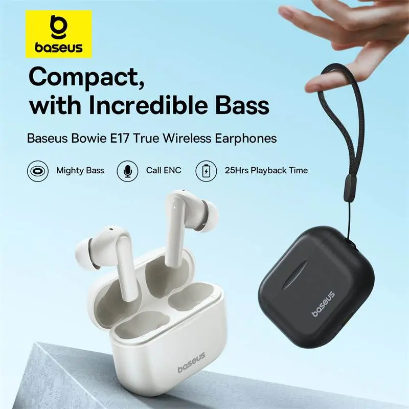 Picture of TWS Bowie E17 Earphones With Dual Mic ENC & Punchy Bass -Black