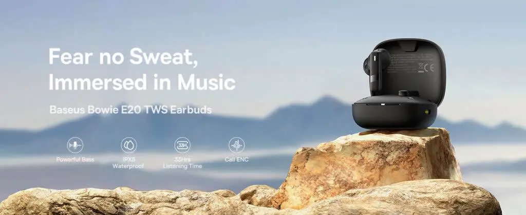 Picture of Baseus Bowie E20s IPX5 ENC TWS Earbuds -Black