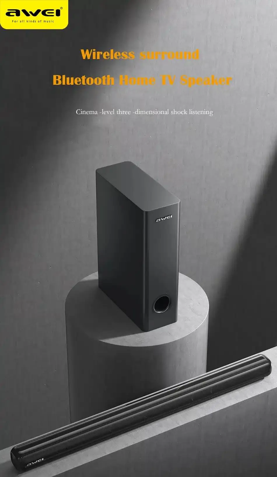 Picture of Awei Y520 Home Theater Bluetooth Soundbar Speaker -Black