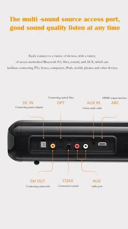 Picture of Awei Y520 Home Theater Bluetooth Soundbar Speaker -Black