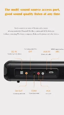 Picture of Awei Y520 Home Theater Bluetooth Soundbar Speaker -Black