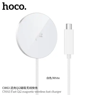 Picture of Hoco CW63 Max 15W Fast Qi2 Magnetic Wireless Fast Charger -White