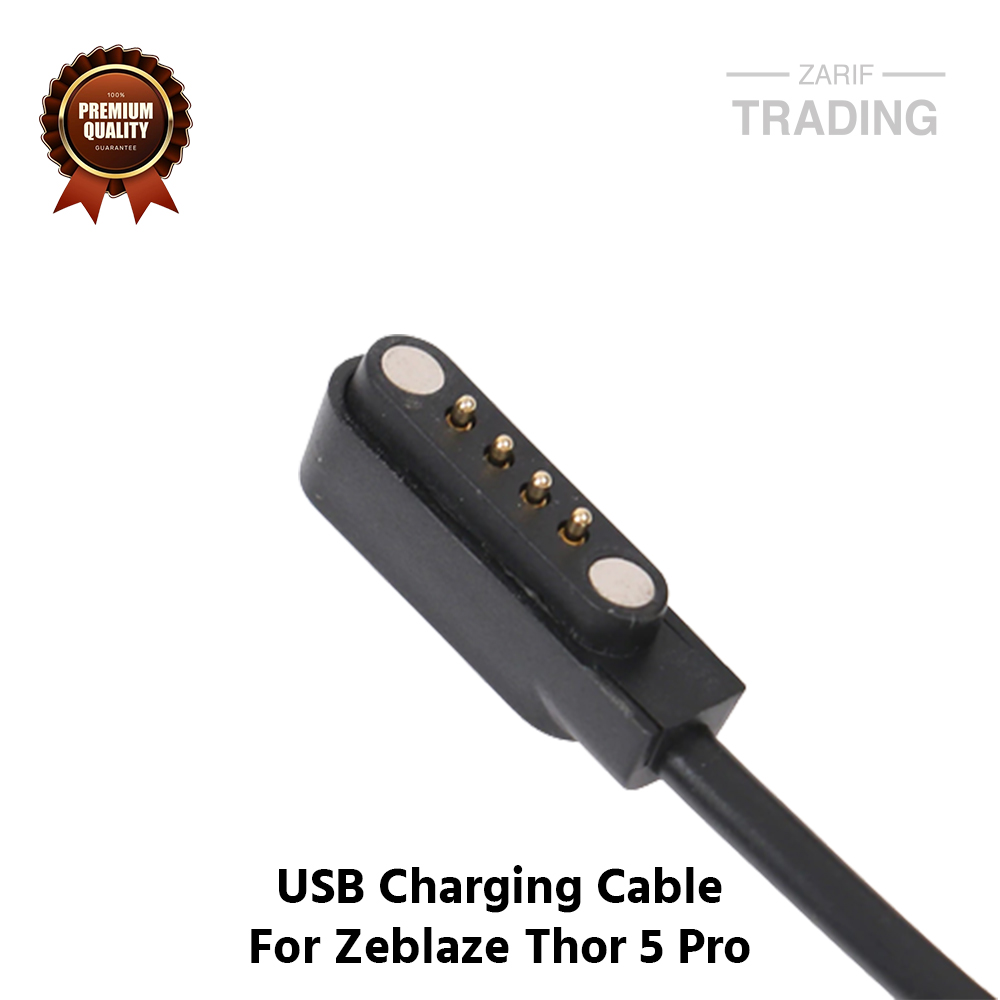Picture of Zeblaze Thor 5 Pro Magnetic Charging Cable 4 Pin High Quality USB Charger Cable USB Charging Cable Dock Bracelet Charger for Zeblaze Thor 5 Pro Smart Watch (Black)