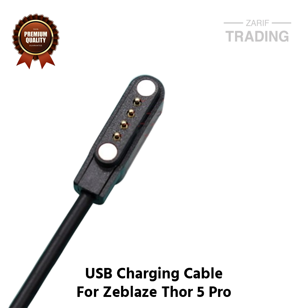 Picture of Zeblaze Thor 5 Pro Magnetic Charging Cable 4 Pin High Quality USB Charger Cable USB Charging Cable Dock Bracelet Charger for Zeblaze Thor 5 Pro Smart Watch (Black)