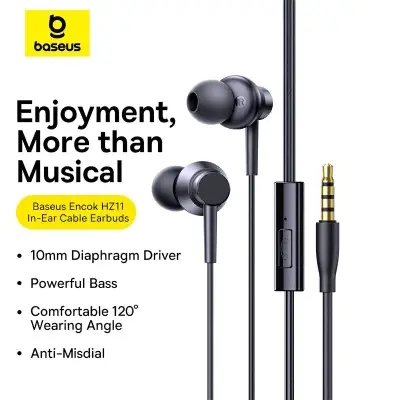 Picture of Baseus Earphone HZ11 3.5mm Wired Earphone Mic Black A00164200113-Z1 -Black
