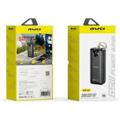 Picture of Awei PA-34 30000mah 65w Large Capacity/Rechargable Mobile & laptop -Black