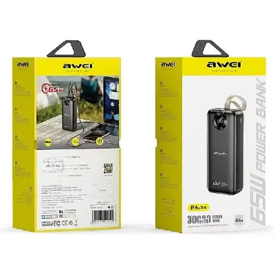 Picture of Awei PA-34 30000mah 65w Large Capacity/Rechargable Mobile & laptop -Black