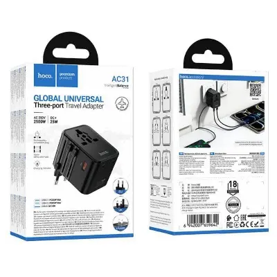Picture of Hoco AC31 25W Global Universal Travel Adapter -Black