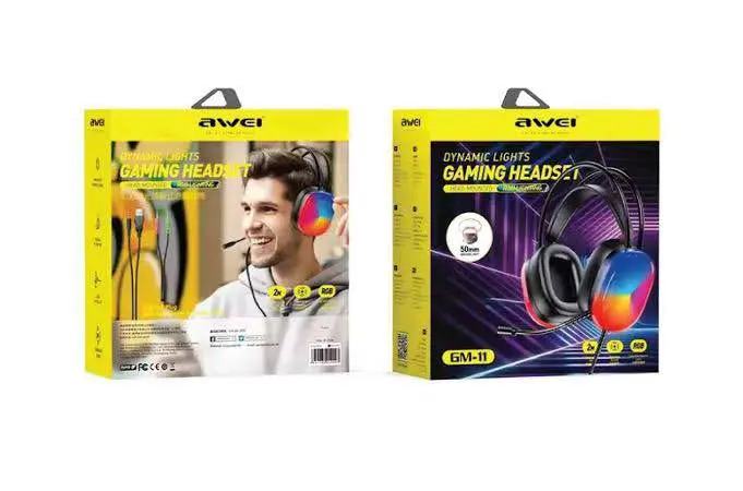 Picture of Awei GM11 Pro RGB Gaming Headphone – 7.1 Surround Sound, 50mm Drivers, USB Plug & Play -Black