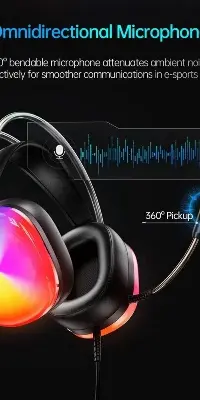 Picture of Awei GM11 Pro RGB Gaming Headphone – 7.1 Surround Sound, 50mm Drivers, USB Plug & Play -Black