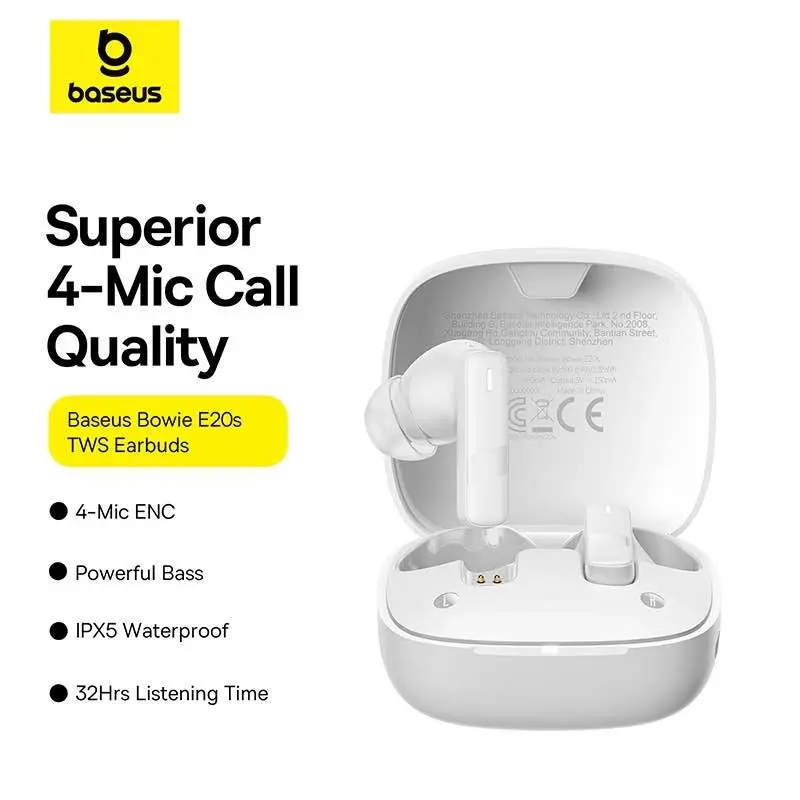 Picture of Baseus Bowie E20s IPX5 ENC TWS Earbuds -Black
