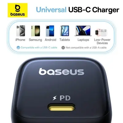 Picture of Baseus GaN Charger 45W PD Adapter For Iphone 1516 Series Macbook PicoGo GaN6 Pro Fast Charger US Black -Black