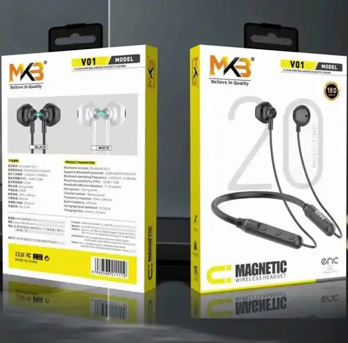 Picture of MKB V01 Magnetic ENC Wireless Neckband -Black