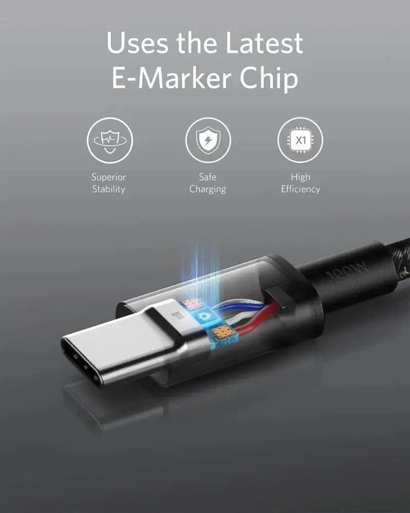 Picture of Anker 333 100W USB-C to USB-C Braided Cable – A8756 -Black
