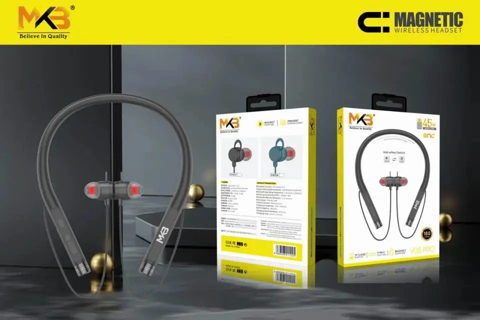 Picture of MKB V05 Pro Magnetic ENC Wireless Neckband -Black