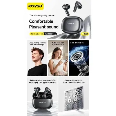 Picture of AWEI T108 True Wireless Gaming Bluetooth -Black