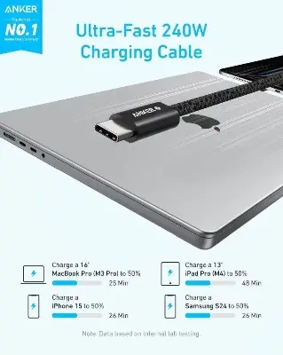Picture of Anker Zolo 240W USB C to USB C Cable -Black