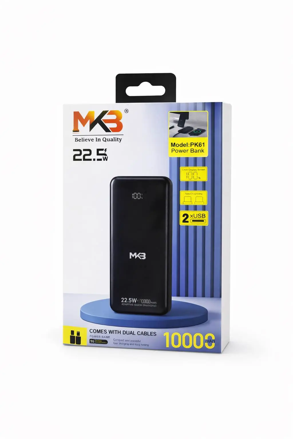 Picture of MKB Pk61 10000mah comes With Dual Cables 22.5w -Black