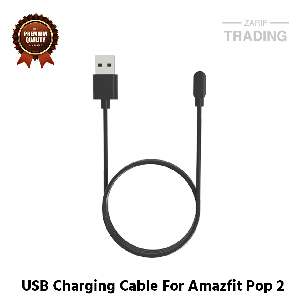 Picture of Amazfit Pop 2 Charging Cable 4 Pin High Quality USB Charger Cable USB Charging Cable Dock Bracelet Charger for Amazfit Pop 2 Smart Watch (Black)