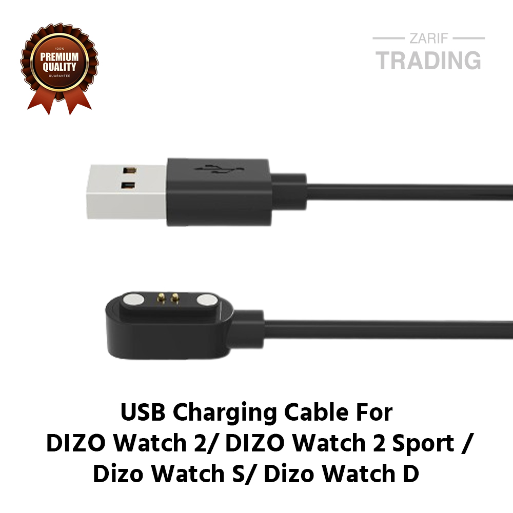 Picture of DIZO Watch 2 DIZO Watch 2 Sport Dizo Watch S Dizo Watch D Realme TechLife Charging Cable 2 Pin High Quality USB Charger Cable USB Charging Cable Dock Bracelet Charger For DIZO Watch 2 DIZO Watch 2 Sport Dizo Watch S Dizo Watch D Smart Watch (Black)