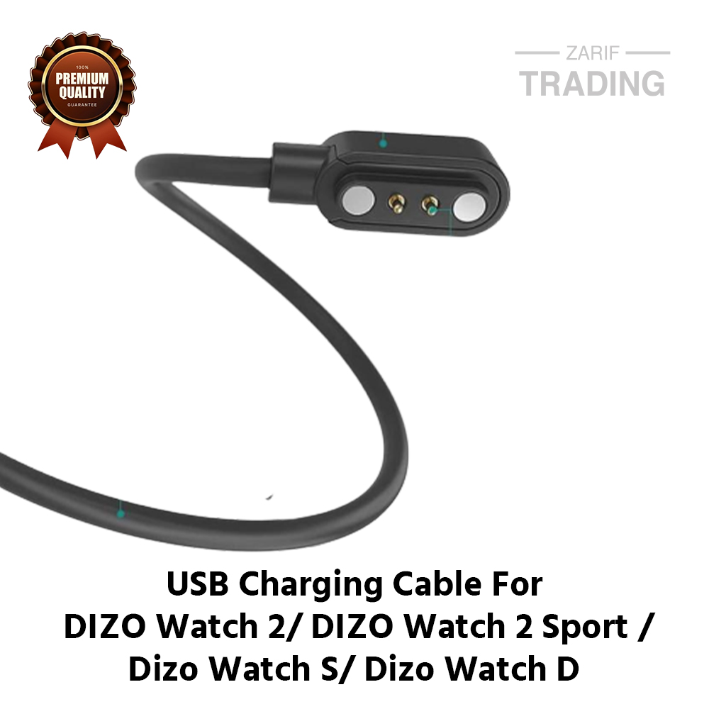 Picture of DIZO Watch 2 DIZO Watch 2 Sport Dizo Watch S Dizo Watch D Realme TechLife Charging Cable 2 Pin High Quality USB Charger Cable USB Charging Cable Dock Bracelet Charger For DIZO Watch 2 DIZO Watch 2 Sport Dizo Watch S Dizo Watch D Smart Watch (Black)