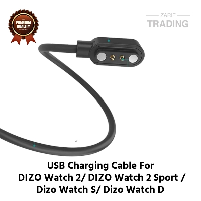 Picture of DIZO Watch 2 DIZO Watch 2 Sport Dizo Watch S Dizo Watch D Realme TechLife Charging Cable 2 Pin High Quality USB Charger Cable USB Charging Cable Dock Bracelet Charger For DIZO Watch 2 DIZO Watch 2 Sport Dizo Watch S Dizo Watch D Smart Watch (Black)