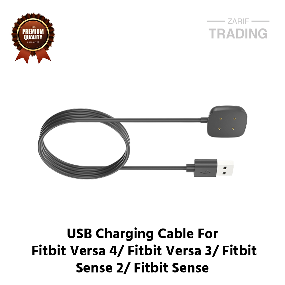 Picture of Fitbit Versa 4 Fitbit Versa 3 Fitbit Sense 2 Fitbit Sense Charging Cable 4 Pin High Quality USB Charger Cable USB Charging Cable Dock Bracelet Charger For Fitbit Versa 4 Fitbit Versa 3 Fitbit Sense 2 Fitbit Sense Smart Watch (Black)
