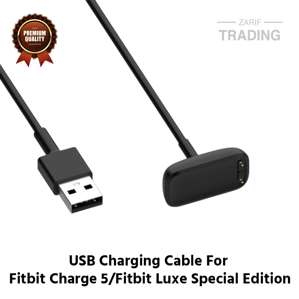 Picture of Fitbit Charge 5 Fitbit Luxe Special Edition High Quality USB Charger Cable USB Charging Cable Dock Bracelet Charger For Fitbit Charge 5 Fitbit Luxe Special Edition Smart Watch (Black)