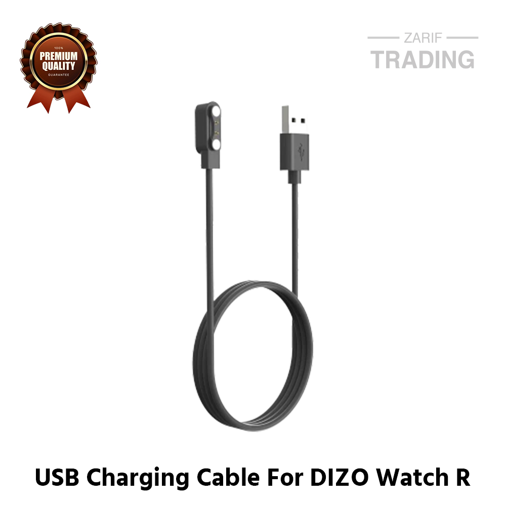Picture of DIZO Watch R Realme TechLife Charging Cable 2 Pin High Quality USB Charger Cable USB Charging Cable Dock Bracelet Charger For DIZO Watch R Smart Watch (Black)