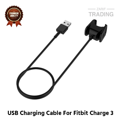 Picture of Fitbit Charge 3 High Quality USB Charger Cable USB Charging Cable Dock Bracelet Charger For Fitbit Charge 3 Smart Watch (Black)