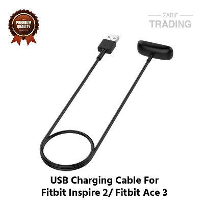 Picture of Fitbit Inspire 2 Fitbit Ace 3 Charging Cable High Quality USB Charger Cable USB Charging Cable Dock Bracelet Charger For Fitbit Inspire 2 Fitbit Ace 3 Smart Watch (Black)