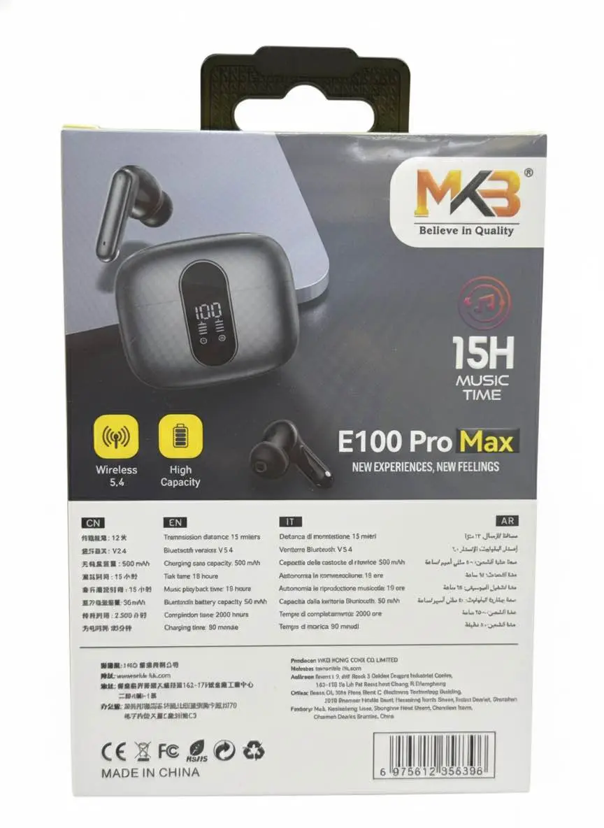 Picture of MKB E100 Pro Max ANC+ENC True Wirless Blutooth Earbuds -Black