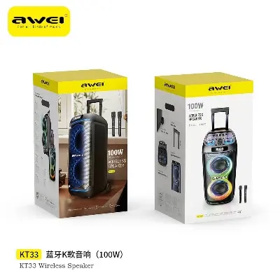 Picture of AWEI KT33 Bluetooth Speaker Troly with 2 Microphone -Black