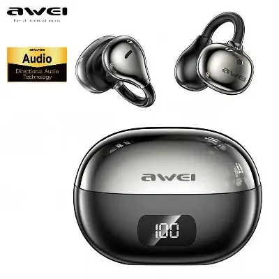 Picture of AWEI TZ50 Al Earclip Clip Bluetooth Earphone Black -Black