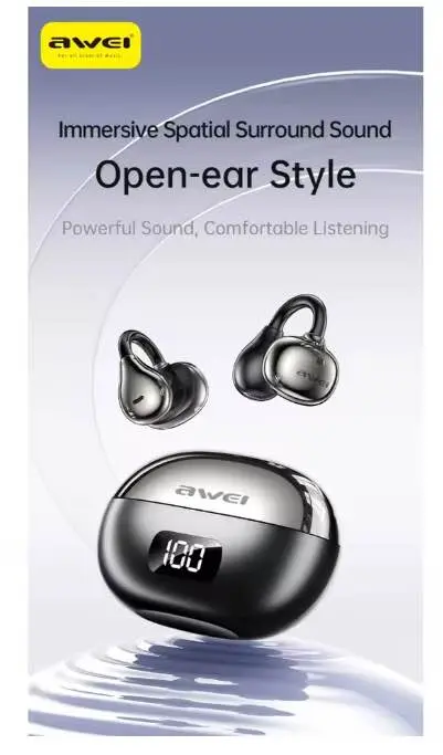 Picture of AWEI TZ50 Al Earclip Clip Bluetooth Earphone Black -Black