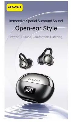 Picture of AWEI TZ50 Al Earclip Clip Bluetooth Earphone Black -Black