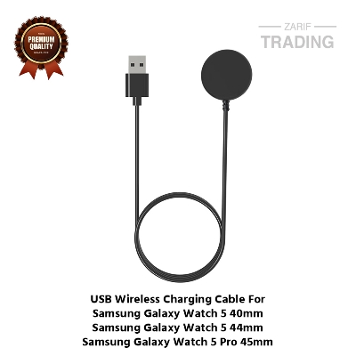 Picture of Samsung Galaxy Watch5 40mm 44mm 5 Pro 45mm Wireless Charging Cable High Quality USB Wireless Charging Dock Bracelet Charger For Samsung Galaxy Watch5 40mm 44mm 5 Pro 45mm Smart Watch (Black)