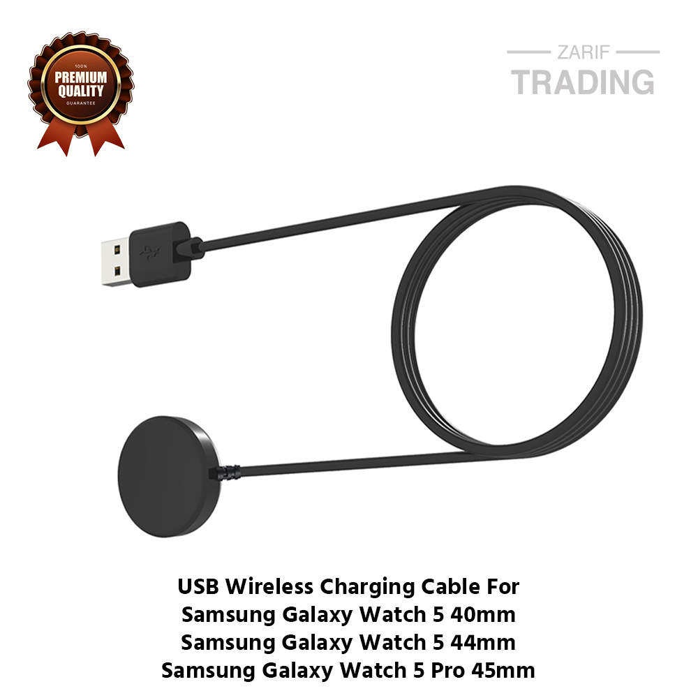 Picture of Samsung Galaxy Watch5 40mm 44mm 5 Pro 45mm Wireless Charging Cable High Quality USB Wireless Charging Dock Bracelet Charger For Samsung Galaxy Watch5 40mm 44mm 5 Pro 45mm Smart Watch (Black)
