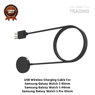 Picture of Samsung Galaxy Watch5 40mm 44mm 5 Pro 45mm Wireless Charging Cable High Quality USB Wireless Charging Dock Bracelet Charger For Samsung Galaxy Watch5 40mm 44mm 5 Pro 45mm Smart Watch (Black)