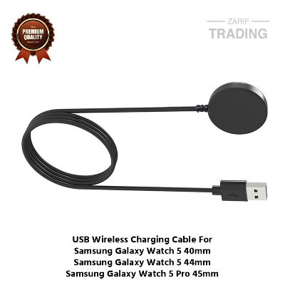 Picture of Samsung Galaxy Watch5 40mm 44mm 5 Pro 45mm Wireless Charging Cable High Quality USB Wireless Charging Dock Bracelet Charger For Samsung Galaxy Watch5 40mm 44mm 5 Pro 45mm Smart Watch (Black)