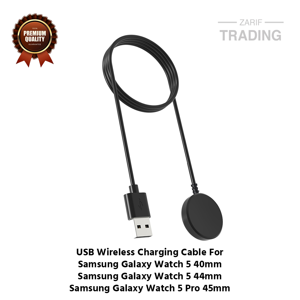 Picture of Samsung Galaxy Watch5 40mm 44mm 5 Pro 45mm Wireless Charging Cable High Quality USB Wireless Charging Dock Bracelet Charger For Samsung Galaxy Watch5 40mm 44mm 5 Pro 45mm Smart Watch (Black)